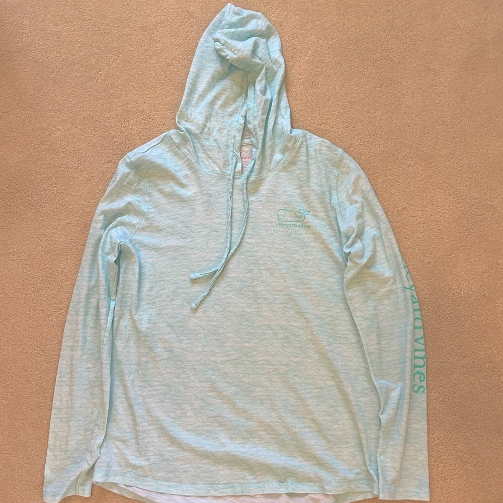 Vineyard Vibes Lightweight Teal Pullover Hoodie